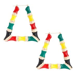 Gold Red Green Black Bamboo DoorKnocker Earrings Triangle Trend Fashion Jewelry